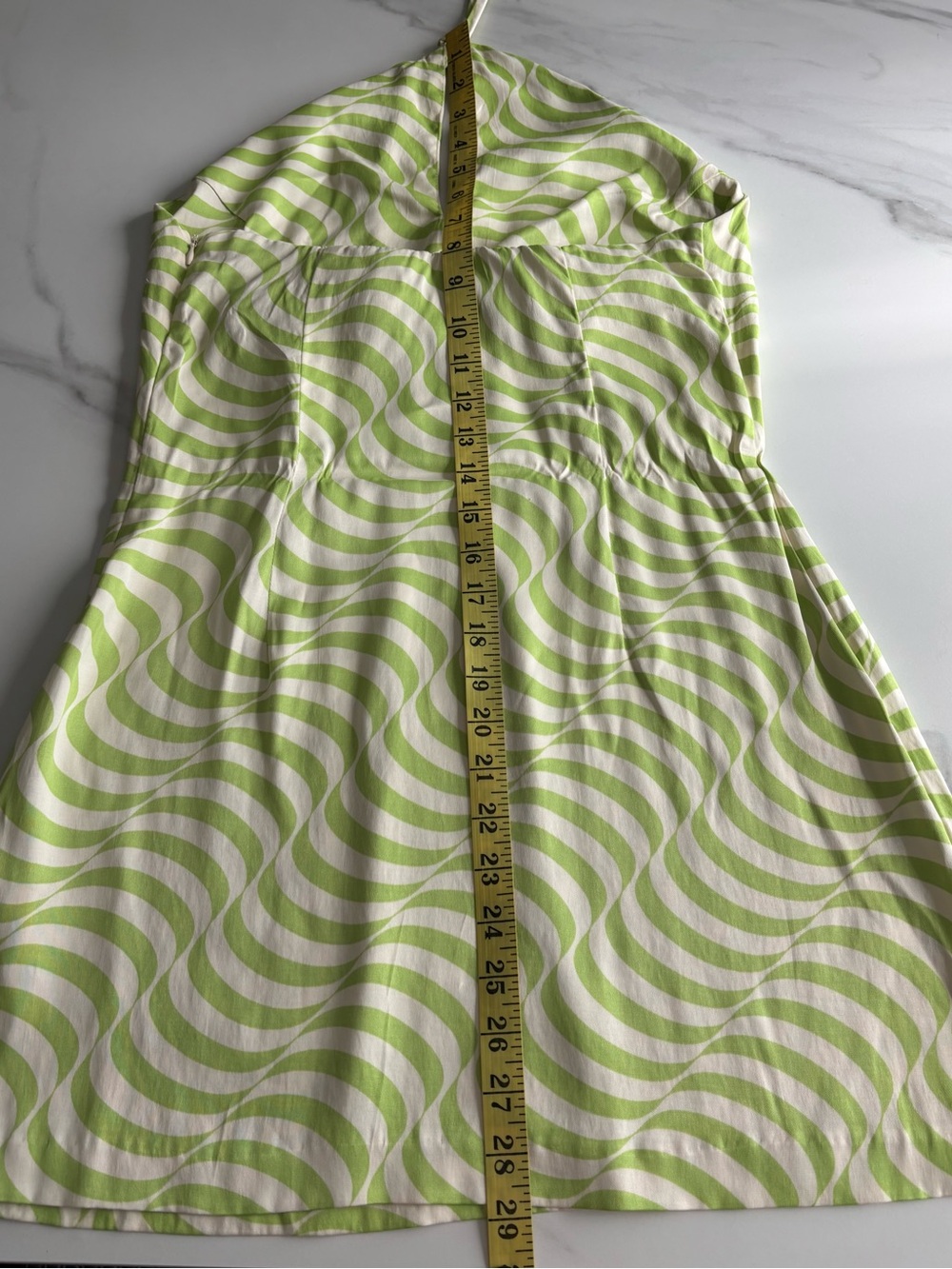Zara Halter Mini Dress in Lime Wave Sz M - Picture 9 of 11